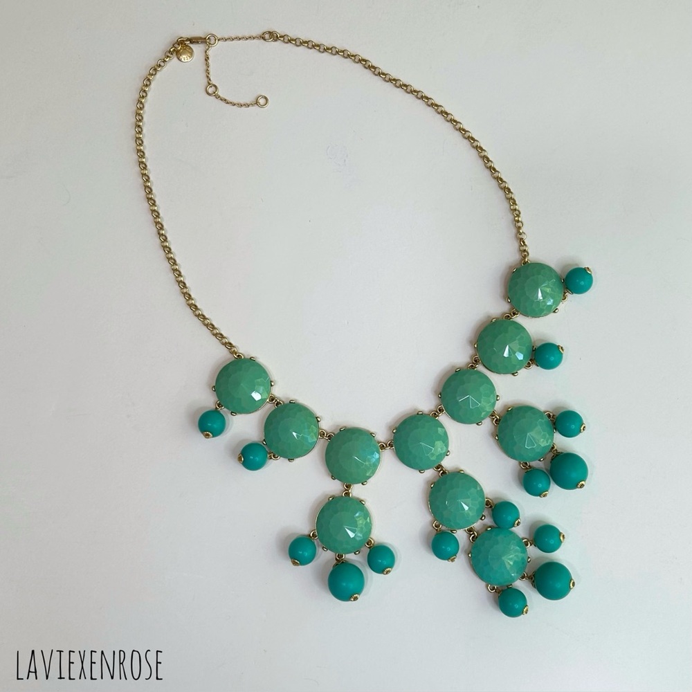 J. Crew Mint Green and Turquoise Blue Bubble Statement Necklace
